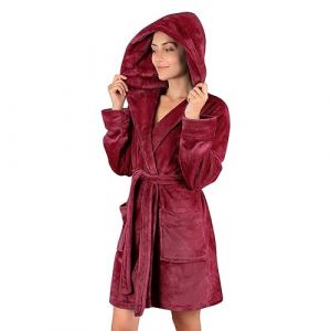 Wyongtao Robe De Chambre Polaire Pour Femme Court Peignoir De Bain S&eacute;chage Peignoir Femme &Agrave; Revers Sherpa Polaire L&eacute;ger Et Doux Robe De Chambre En Flanelle Avec Ceinture Chemise De Nuit Couleur Unie (Wyongtao❖, neuf)