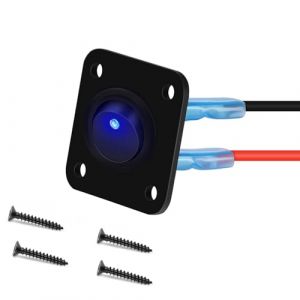RUNCCI-YUN 12V-24V interrupteur a bascule, LED Interrupteur à Bascule Rond,1Gangs, 12V 20A / 24V 10A SPST rond Panneau de commutation 12V pour Voiture, Camion, Voitures de Course, Marine(bleu） (RUNCCI-YUN, neuf)