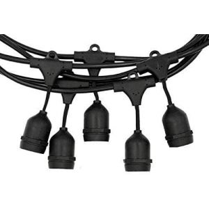 Guirlande Lumineuse Ext&eacute;rieure, 10 Douilles E14, IP54 &Eacute;tanche, 5M Extensible, Noir, C&acirc;ble de Connexion pour Jardin, Patio, F&ecirc;tes (E27, &Eacute;tanche, 10 M) (Atew store, neuf)