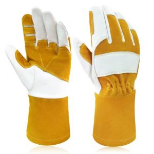 Intra-FIT MIG Gants de soudage en cuir de vachette, renfort en cuir grainé sur la paume de la main, l'index, longue manchette pour la protection de l'avant-bras, EN407:413X4X, EN12477 Type A, M (G-Gloves FR, neuf)