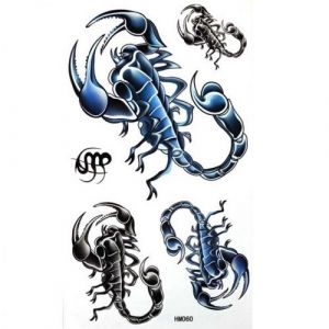 Tatouages ​​temporaires imperméables, tatouages ​​temporaires, autocollants de tatouage temporaire de scorpion noir et bleu cool (FXFXDZMY, neuf)