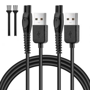5V 1A USB Cable Chargeur pour Tondeuse Philips One Blade QP2724 QP2834 QP1924 MG9520 BT3238 MG7950 MG5910 X5005 X5006, 2PCS Charging Line de Rasoir pour Rasoir Philips avec Brosse de Nettoyage (Lovetor, neuf)
