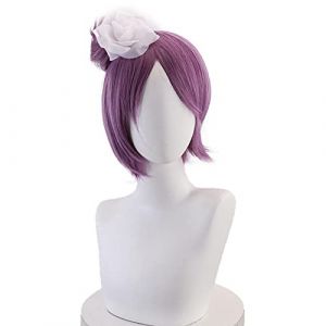 WHBHD Anime Akatsuki Konan Violet Perruque Cosplay Cheveux résistant à la Chaleur + Perruque Chapeau + Accessoire de Cheveux Halloween fête de fête Joue Accessoires (long zhu tang, neuf)