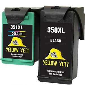 YELLOW YETI Remanufactur&eacute;es 350XL 351XL Cartouches d'encre Noir/Couleur pour HP Photosmart C4280 C4340 C4380 C4480 C4485 C4524 C4580 C4585 C5280 D5360 Deskjet D4260 D4360 Officejet J6424 J5780 J5785 (SOKANA, neuf)