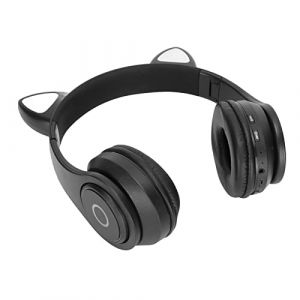 VBESTLIFE Casque Bluetooth Oreille de Chat, &eacute;couteur sans Fil Bluetooth Mignon, pour Enfants, Conception de Lumi&egrave;res LED Oreille de Chat(Le Noir) (Yaqiusi, neuf)
