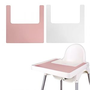 Lot de 2 sets de table durables pour chaise haute IKEA, propres et hygiéniques, adaptés pour IKEA Antilop Highchai, pour les tout-petits et les bébés (rose/blanc) (Longgouk, neuf)