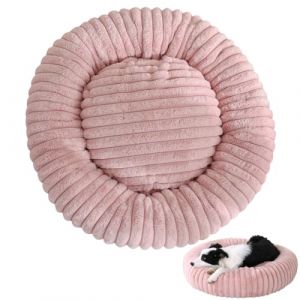 Yuly Panier pour Chien, Lit Ronde en Forme de Beignet, Tissu Peluche Doux, Coussin Chiens Lavable, Antid&eacute;rapant Canap&eacute; Anti-anxi&eacute;t&eacute; pour Petit Moyen Grande Chiens et Chats (Rose,80cm/31.5in) (yunlai, neuf)