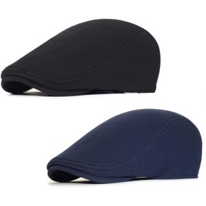 2 Pièces Noir Bleu Marine Casquette Béret Plate Homme Casquette Souples Chapeau Irlandais Gatsby Ivy Newsboy Cabbie Cap Visière (malaxlx uk, neuf)