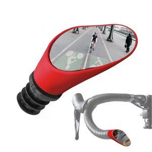 Sprintech Rétroviseur convexe chromé fabriqué en Suisse pour guidons, finition main, réglable, surface réfléchissante, boîtier ABS durable, compatibilité universelle, rouge, une pièce (TEKSTREMS, neuf)