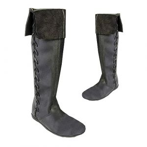 SIULAS Western Knee Boots - Medieval Knight Boots - Retro Gothic Pirate Witch Chaussures en Cuir - Bottes de Chevalier en Cuir PU -,Noir,39 (ZGYKOBE, neuf)
