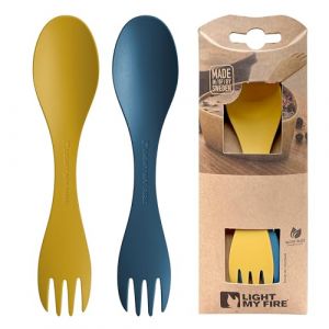 Light My Fire Spork Original - Fourchette Cuillère de Camping pour Enfants - Couvert de Camping 2-en-1 - Fourchette-Cuillère Réutilisable - Couvert Multifonction sans BPA - Lot de 2, Yellow/Blue (Light My Fire Store, neuf)