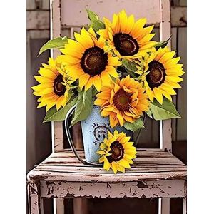 Bimkole 5D Diamond Painting DIY Kits Chaise De Tournesol, Fleur Broderie Diamant Kits De Broderie Au Point De Croix Strass Rond Résine Peinture Décor à La Maison 30X40 cm (Bimkole FR, neuf)