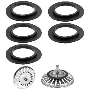 Joints de Bouchon d'Évier,5 PCS Joint d'Évier en Caoutchouc Joint Bonde Evier Joints à Lèvres Universels Joint en Élastomère pour Paniers Filtrants Vidange Bouchon de Vanne et Tamis lavabo Soupape (Suzaihuu, neuf)