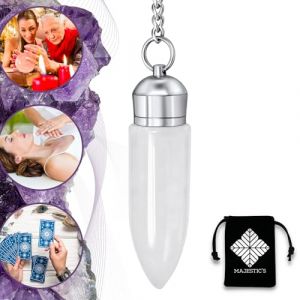 Pendule Divinatoire de Radiesthésie en Cristal de Roche avec Chambre Témoin – Collection UNIQUE – Pendule en Pierre de Quartz Blanc Naturelle – 19 GR [???????? ? ???] (Majestic's Boutique, neuf)