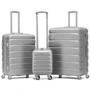 Flight Knight Jeu De 3 Moyen Et Grand Valises Legeres A 4 roulettes en Abs pour Bagages A Main par Plus De 100 Compagnies Aeriennes British Airways, Easyjet Et Taille Max pour Ryanair 40x20x25cm (Prime Brands Group FR, neuf)