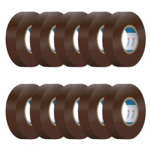 CILIA Lot de 10 Rubans Isolants &Eacute;lectriques PVC 19mm x 25m - Scotch d'&Eacute;lectricien Ignifug&eacute; - Adh&eacute;sif Professionnel Norme IEC - 600V - Pour C&acirc;bles et Fils - Marron (CILIA ELECTRIC, neuf)