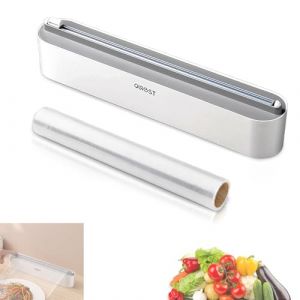 Coupe Film Alimentaire, Derouleur Film Alimentaire Magn&eacute;tique, D&eacute;vidoir Film Alimentaire, Distributeur de Film Alimentaire avec 1 Rouleau de Film, Distributeur Papier Aluminium pour Cuisine, Gris (ZHMY--EU, neuf)