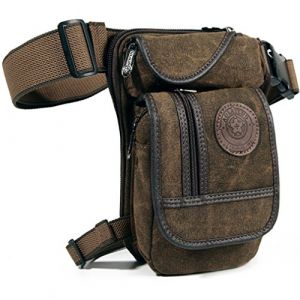 Xieben Toile Drop Leg Sac pour Hommes Femmes Taille Ceinture Tactique Militaire Poche Moto &eacute;quitation V&eacute;lo Voyage Tactique &Agrave; L'ext&eacute;rieur Sports Bum Fanny Pack Caf&eacute; (XieBen, neuf)