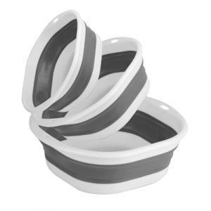 HexinYigjly Lot de 3 bacs &agrave; vaisselle pliables, 3 tailles, bac pliable, bac &agrave; vaisselle de camping, &eacute;vier de camping, bac pliable portable, bac &agrave; vaisselle peu encombrant pour la cuisine et la maison (HeYiGuoJi, neuf)