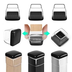 RCHYFEED 24 pcs Embouts pour Pieds de Chaise 28-36 mm avec Fond en T&eacute;flon, Protection Pied de Chaise Carr&eacute; Silicone Couvre-jambes de Meuble, Patins en T&eacute;flon 1,25" pour R&eacute;sistants Rayures et &Eacute;lastique (RCHYFEED-FR, neuf)
