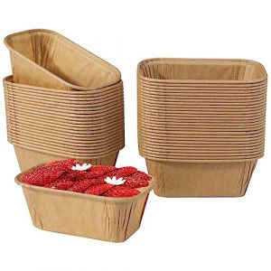 Jogoico 50 Pièces Mini Moules à Gâteaux en Papier Jetables, Mini Moules de Cuisson Rectangulaire en Papier Antiadhésif, Mini Plat de Cuisson en Papier pour Mini Plumcake, Gâteaux, Petit Pain (Marron) (JoGoi, neuf)