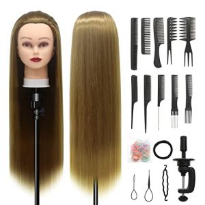 Tete a Coiffer, 28 inch 100% de Cheveux Synthétiques Têtes d'exercice Tête À Coiffer Coiffure Cosmétologie tete a coiffer professionnelle Poupée avec Support + Ensemble de Tresse (#27) (Guangzhouxinfeifazhipinmaoyiyouxiangongsi, neuf)