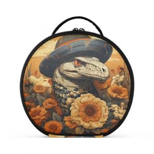 Chapeau Jaune Serpent Tournesol Créativité Trousse Sac Cosmétique Circulaire de Maquillage Pochette Sacs avec Cloisons Amovibles pour Voyage Filles (HULAHULA, neuf)
