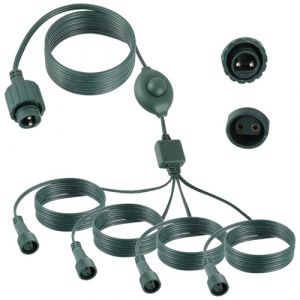 HUAREW Rallonge de guirlande lumineuse 72in, 1 &agrave; 4 R&eacute;partiteur de Guirlande Lumineuse avec Interrupteur &agrave; pied, 2 Broches Connecteur Guirlande Lumineuse Noel pour Rideau guirlande Lumi&egrave;re Ext&eacute;rieure (HUAREW, neuf)
