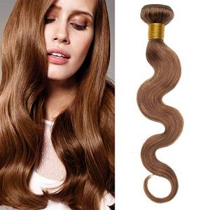 SEGO Tissage Naturel Ondulé - Tissage Naturel Cheveux Humain - Extension Tissage Bouclé Naturel Rajout Tissage Brésilienne Afro - 20cm 06#Marron Clair (Shiny Collection-88, neuf)