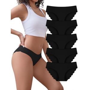 VOENXE Culotte sans Couture Femme,Slip Invisible Taille Basse,sous Vetements Culottes Feminins Sport,Seamless Women's Underwear,Confortable Bikini,Hipster &Eacute;lastique Panties,Multipack Lot de 5 (Voenxe, neuf)
