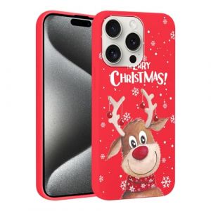 Vxinvnoi No&euml;l Coque pour iPhone 15 Pro, Etui en Rouge Silicone avec Collection Noel Dessin Anim&eacute; Motif Housse, Antichoc TPU Souple Bumper Protection Case pour iPhone 15 Pro 6,1", Cerf (FORSALOR TRADING, neuf)