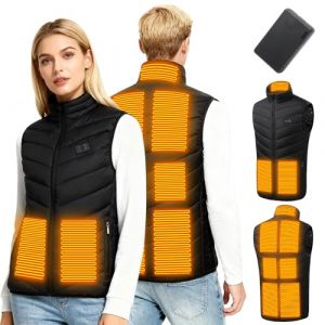 GothicBride Gilet chauffant pour homme et femme, gilet chauffant avec 9 zones de chauffage et 3 niveaux de temp&eacute;rature, veste thermique pour les travaux en ext&eacute;rieur, cadeau pour No&euml;l, Noir , XL (Reborn-JY, neuf)
