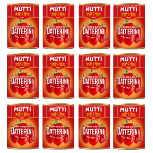 Mutti Pomodorini Datterini Lot de 12 tomates cerises Datterini go&ucirc;t sucr&eacute; Forme allong&eacute;e Sauce italienne Tomates 400 g (Italiaen Gourmet UK Ltd, neuf)