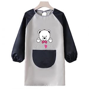 GIMOCOOL Tablier Peinture Enfant Blouse Peinture Enfant 8-12 Ans Tablier Artisanal Enfant Imperméable Tablier Peinture Fille Manches Longues avec Grand Poches, pour L'école Activités, Peinture (herin, neuf)