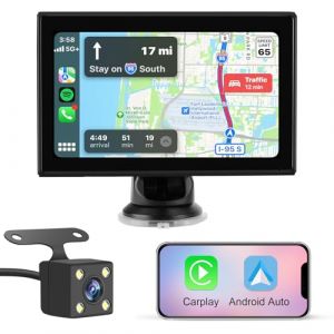 Hexinex Carplay Voiture avec Carplay sans Fil Android Auto,7 Pouces Ecran Tactile, avec Bluetooth/GPS/FM/AUX/Lien Miroir/Caméra de recul (happyx2, neuf)