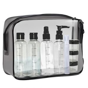 Trousse de toilette transparente avec Flacons Vide de Voyage 100ml&ndash; Kit de voyage avion femme homme,Set Bouteilles de Voyage pour Liquides Contenant pour Lotion,Shampoing,Gel,cr&egrave;me Solaire,Cosm&eacute;tiques (Shenzhen RuiZhaoJi Technology, neuf)