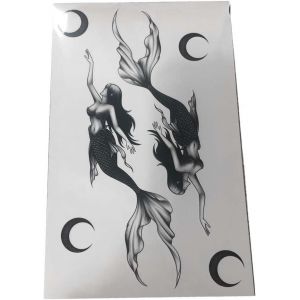 Maquillage de tatouage,tatouage temporaire, Beaux autocollants de tatouage, 2 feuilles peintes à la main sirène tatouage temporaire autocollant fleur bras faux tatouage cuisse taille Art grand tatouag (DXHRY, neuf)