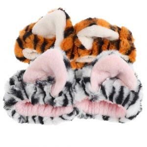 PENIKOKO 2pi&egrave;ces Bandeau Visage Spa Chat Oreilles Animaux Pour Maquillage Douche Soins Cheveux Peluche Douce Tigre (xinshengzhan, neuf)