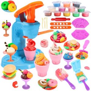 VBACALA 34PCS Salon de Glace Outils de Pate à Modeler Presse à Modeler,Accessoires de pâteà Modeler Set de pâte àmodeler pour Enfants,12 Couleurs Set de pâte a Modeler Intelligent (VBACALA TOYS, neuf)