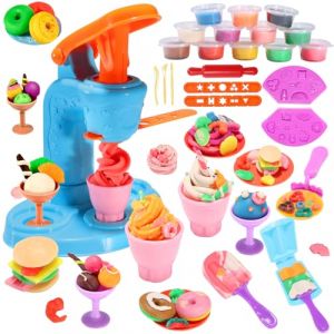 VBACALA 34PCS Salon de Glace Outils de pâte à Modeler Presse à Modeler,Accessoires de pâte à Modeler Set de pâte à Modeler pour Enfants,12 Couleurs Set de pâte à Modeler Intelligent (VBACALA TOYS, neuf)