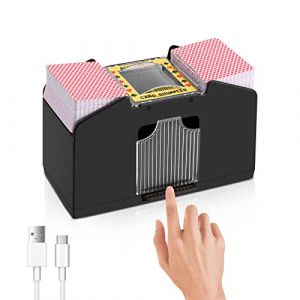 Mélangeur de cartes automatique, mélangeur de cartes à 4 jeux, mélangeur de cartes USB rechargeable/alimenté par piles, mélangeur de cartes de casino électronique, mélangeur de cartes à jouer (ZONJIE trade, neuf)