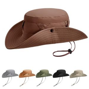 AYPOW Chapeau de Soleil Hommes Femmes Imperm&eacute;able UPF 50+, Large Bord Pliable Respirant Toutes Saisons Bucket Hat, Style Cowboy Chapeau Boonie Chapeau Voyage Randonn&eacute;e Safari, Chapeau d'&eacute;t&eacute; Outdoor (lipsd eu, neuf)