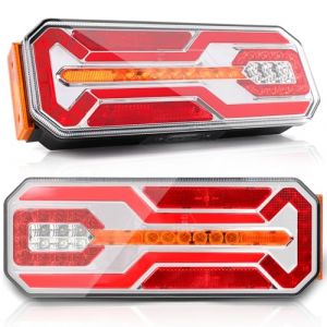 AOHEWEI 2 Feux Arrière LED pour Camions 12V/24V Super Lumineux Étanches - Feux de Position, Clignotants, Stop, Recul, Anti-Brouillard et Marqueurs Latéraux pour Remorques Poids Lourds Caravanes Fourgo (AOHEWEI, neuf)