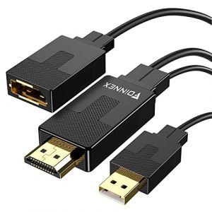 FOINNEX Adaptateur HDMI vers Displayport, Convertisseur HDMI Mâle à DP Femelle 4K@60Hz, Actif Connecteur HDMI to Display Port Cable Adapter pour Laptop,Xbox 360 One,PS4 PS3,NS, PC à Moniteur (Foinnex, neuf)