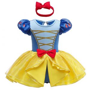 MYRISAM Costume de Carnaval pour Filles de B&eacute;b&eacute; Blanche-Neige Sir&egrave;ne Belle Sofia Anniversaire de Princesse Tutu Robe Romper Bodysuit w/Bandeau Tenue de No&euml;l Halloween 3-6 mois (MYRISAM store, neuf)