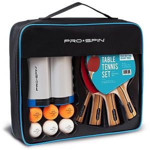 PRO-SPIN Set de Raquettes de Ping-Pong Portable | Kit de Qualité avec Filet Ping Pong pour Toute Table, Raquettes Tennis de Table Hautes Performances, Balles de 3-Étoiles (Set Portable 4 Joueurs) (PRO-SPIN SPORTS, neuf)