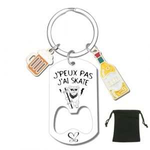 LUODAN Cadeau Porte-cl&eacute;s - Sp&eacute;cial Passionn&eacute;s- J'peux pas, J'ai - pour Basket Chasseur Football Golfeur Motard P&ecirc;cheur Cycliste Rugby Cadeau - id&eacute;e cadeau dr&ocirc;l - cr&eacute;ation (j'ai skate) (hangzhoujiaranzhuangshicailiaoyouxiangongsi, neuf)