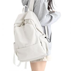 HYC00 Sac à Dos Scolaire College Cartables Fille Garçons Sac d'école pour 14 Pouce Laptop Sac à Dos College Imperméable Sac Ecole Adolescent Casual Daypacks pour Scolaire Voyage Travail,Blanc (SUNMOP, neuf)