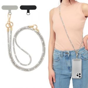 EspZanthic Lani&egrave;re de T&eacute;l&eacute;phone avec Dragonne, Bling Cordon Universel pour Portable, Tour de Cou Smartphone Sangle Attache, Sangle T&eacute;l&eacute;phone en Bandouli&egrave;re x 1, Dragonne x1,Patch x2 (EspZanthic-Store, neuf)