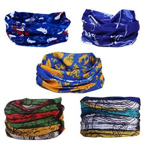 Freessom Lot de 5 Cache Cou Visage Tete de Mort Polaire Tour de Cou Moto Multi-usage Anti Poussi&egrave;re Parasites Protection Sport Velo Bleu (Cabrianne, neuf)